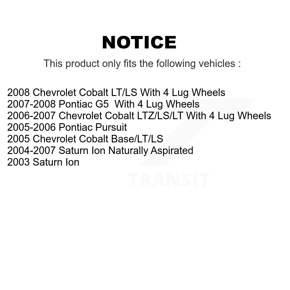 [Arrière] Tambour de frein arrière pour Chevrolet Cobalt Pontiac Saturn Ion G5 Pursuit 8-9749
