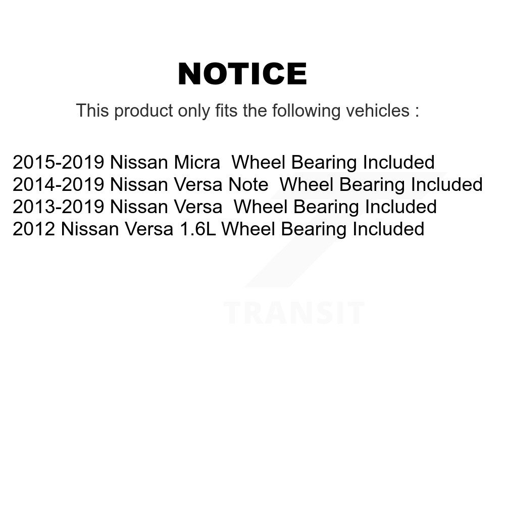 [Arrière] Tambour arrière Assemblage Hub de frein pour Nissan Micra Versa Note Roulement des roues inclus
