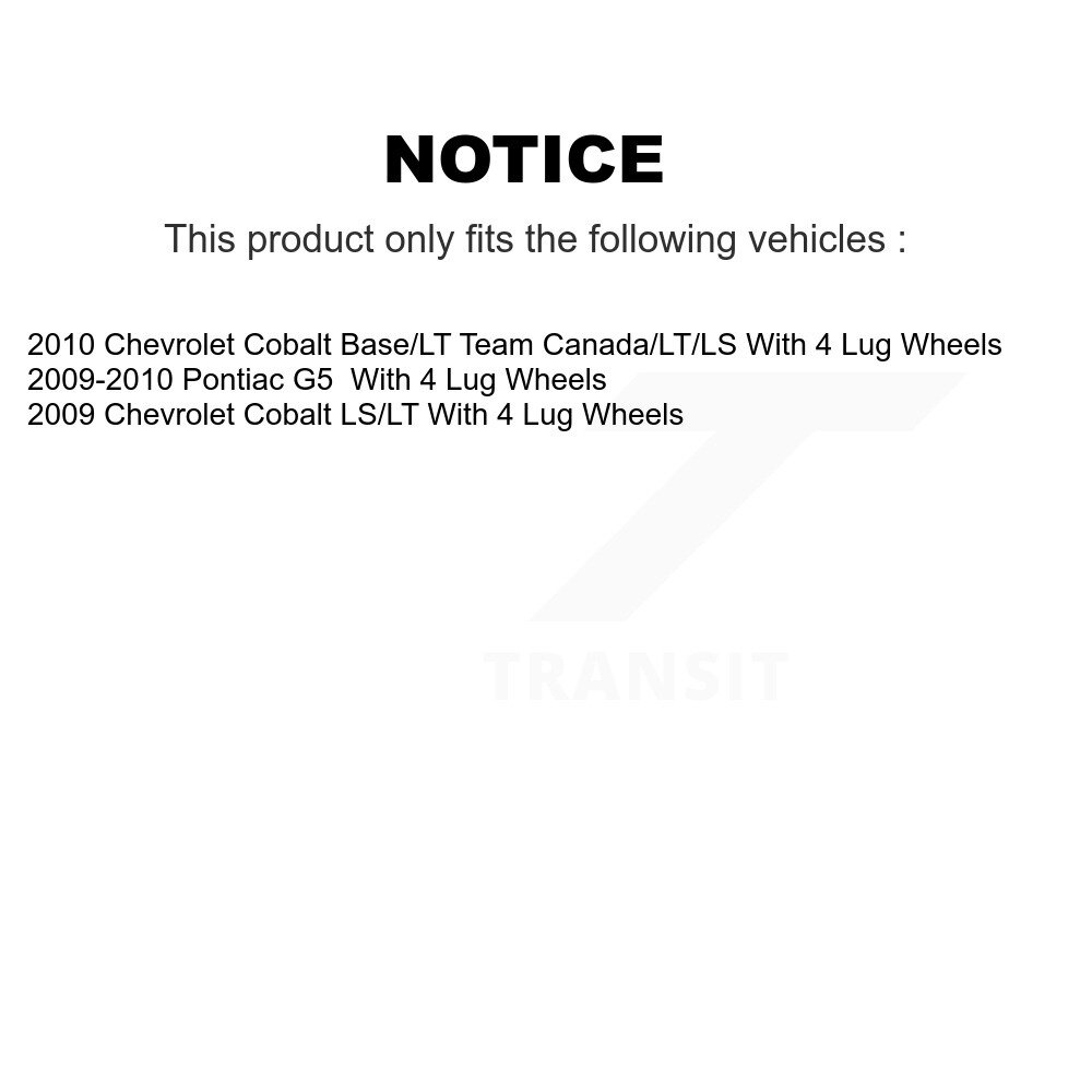 [Arrière] Tambour de frein arrière pour Chevrolet Cobalt Pontiac G5 avec 4 jantes 8-9795