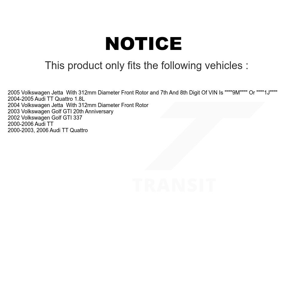[Front] Rotor de frein à disque avant pour Volkswagen Jetta Golf Audi TT Quattro 8-980004