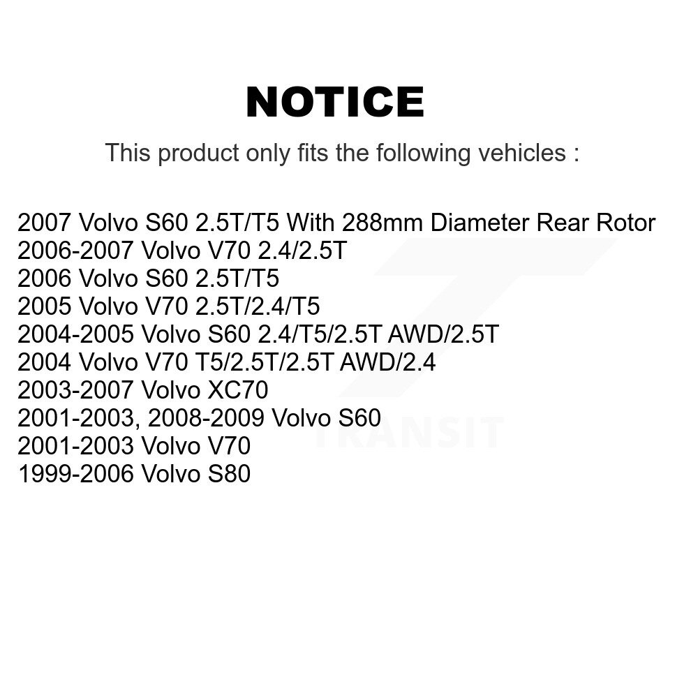 [Arrière] Rotor de frein à disque arrière pour Volvo S60 XC70 V70 S80 8-980045