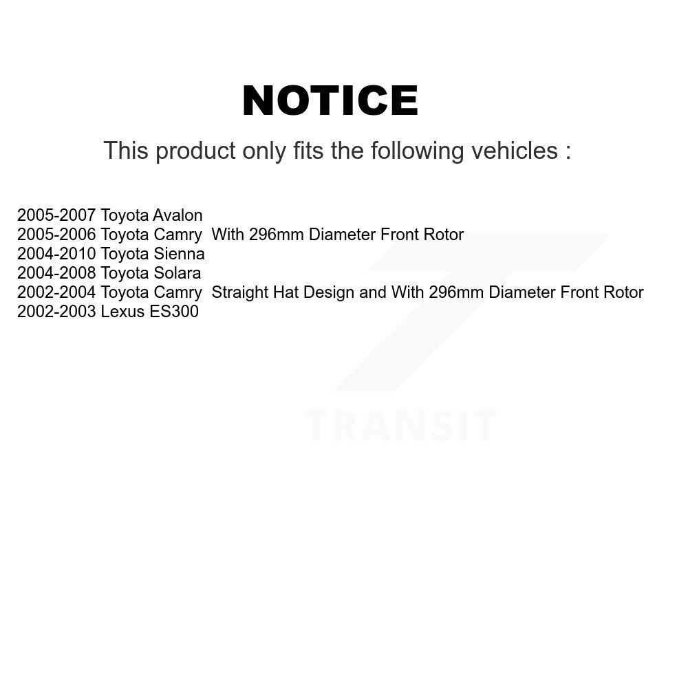 [Front] Rotor de frein à disque avant pour Toyota Sienna Camry Solara Avalon Lexus ES300
