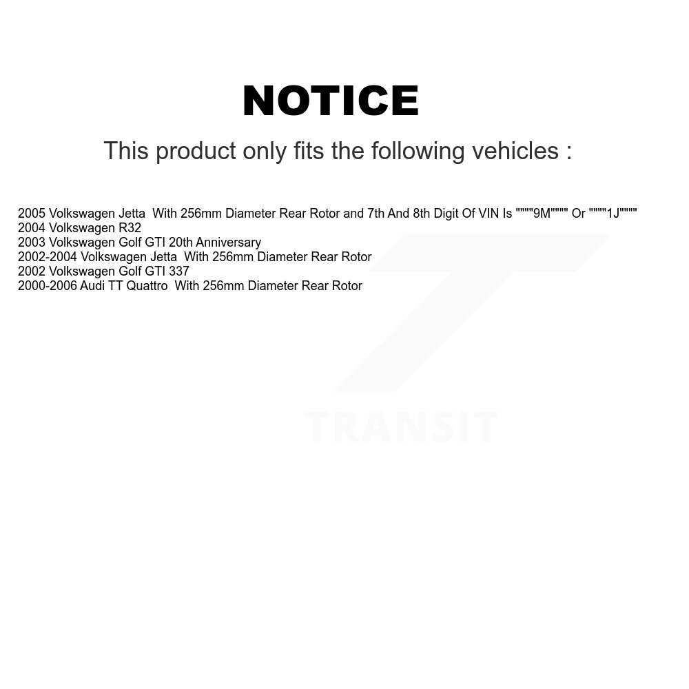 [Arrière] Rotor de frein à disque arrière pour Volkswagen Jetta Golf Audi TT Quattro R32 8-980131