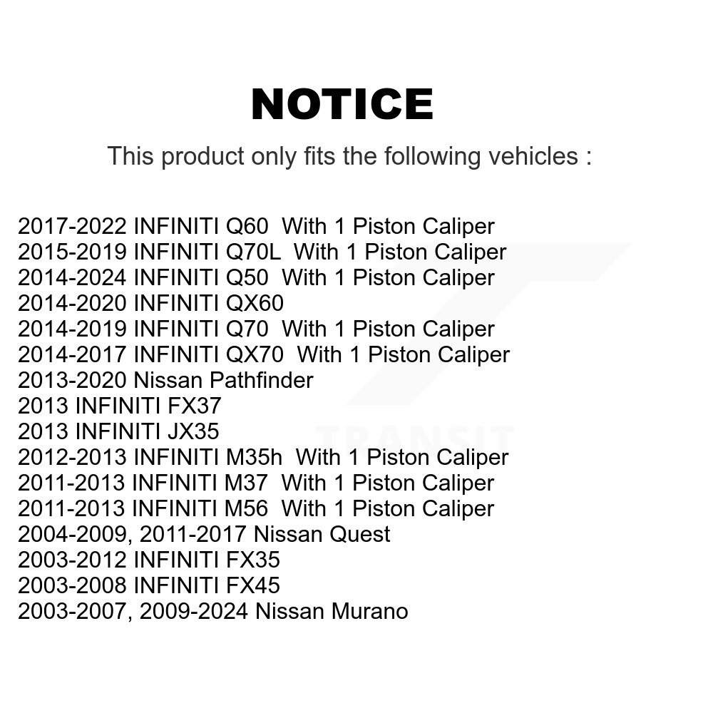 [Arrière] Rotor de frein à disque arrière pour Nissan Murano INFINITI Pathfinder QX60 Q50 FX35 Quest