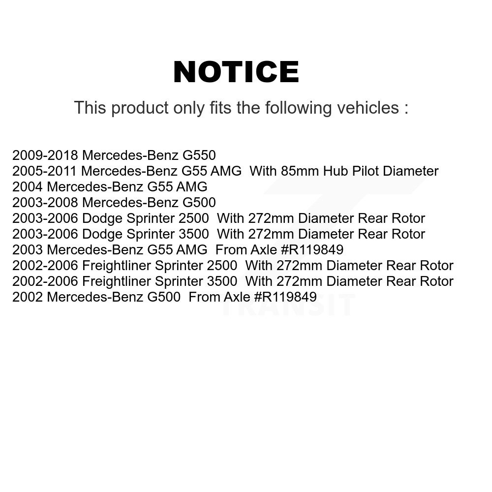 [Arrière] Rotor de frein à disque arrière pour Sprinter 2500 Dodge Freightliner 3500 Mercedes-Benz
