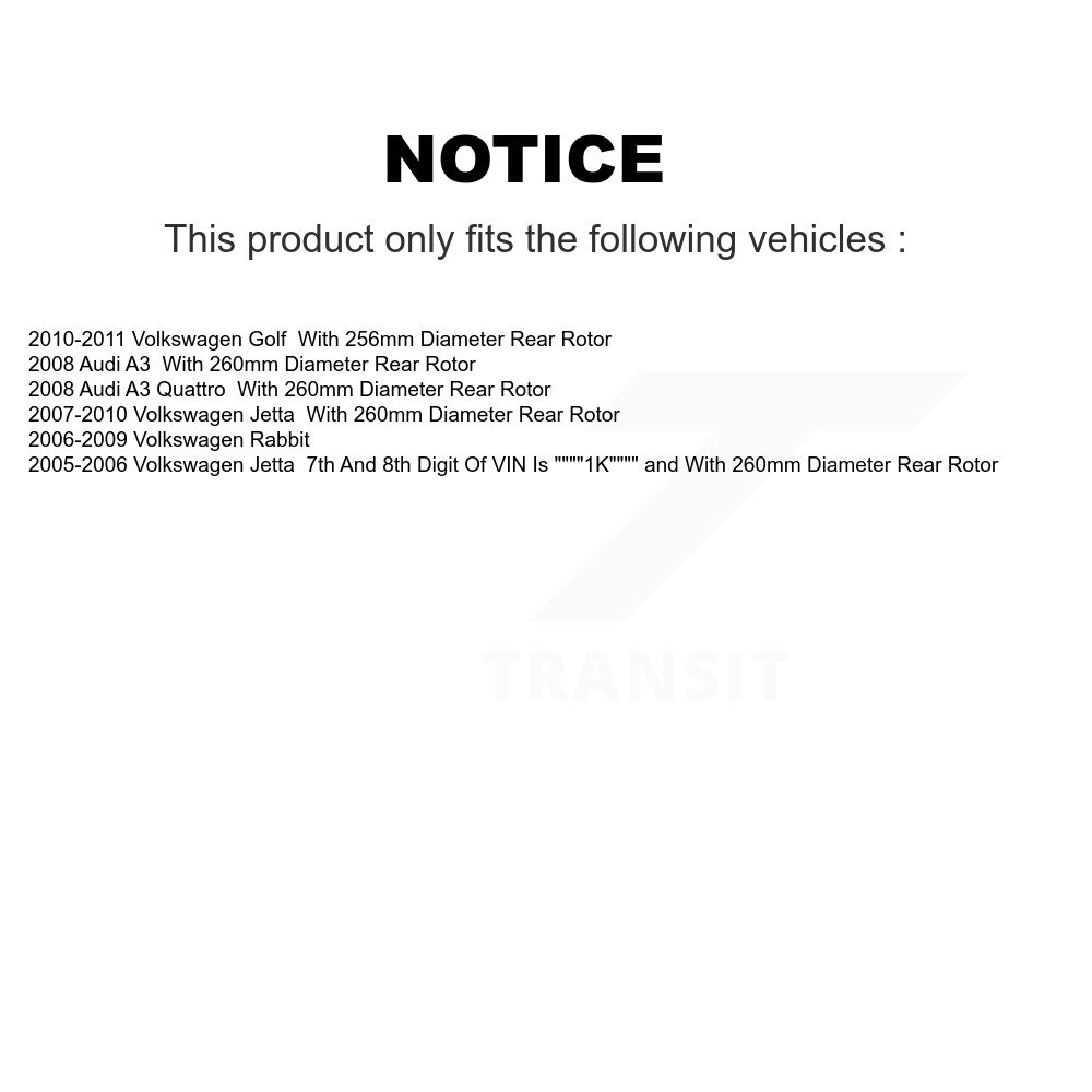 [Arrière] Rotor de frein à disque arrière pour Volkswagen Jetta Rabbit Golf Audi A3 Quattro 8-980423