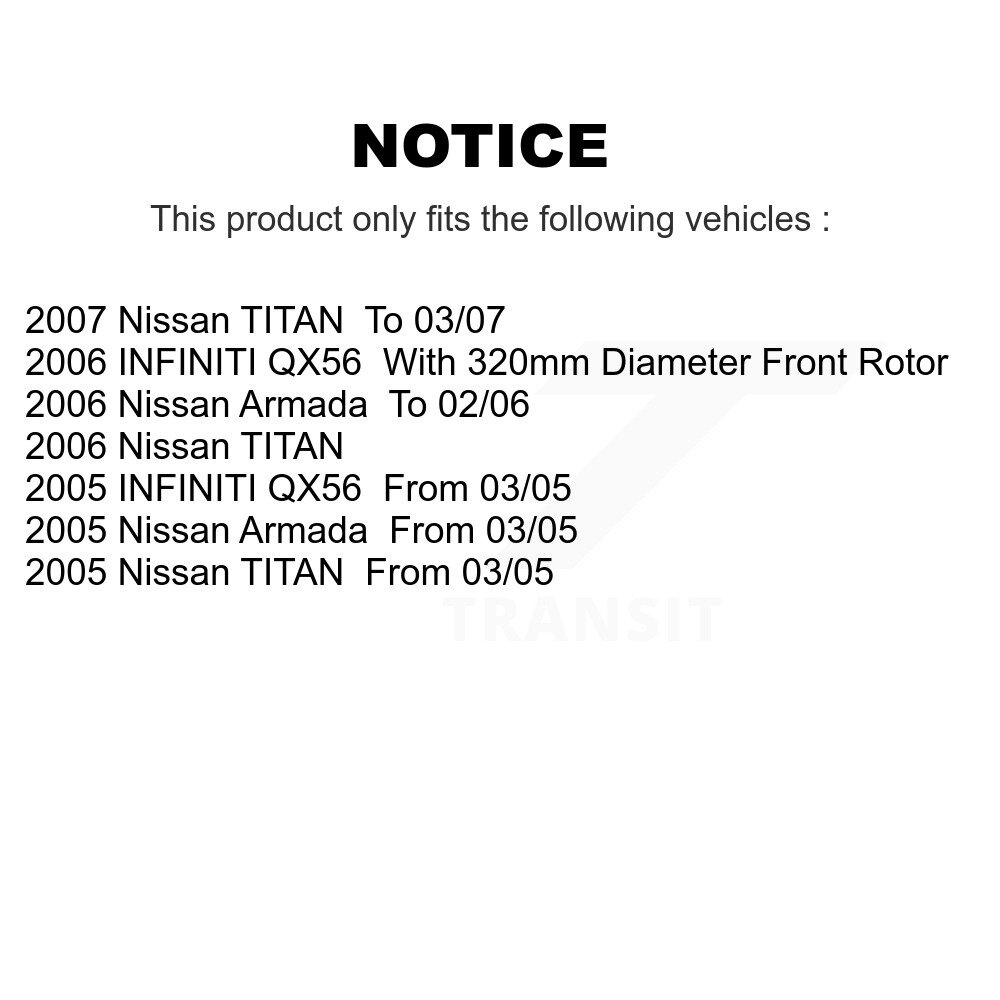 [Front] Rotor de frein à disque avant pour Nissan TITAN INFINITI QX56 Armada 8-980424