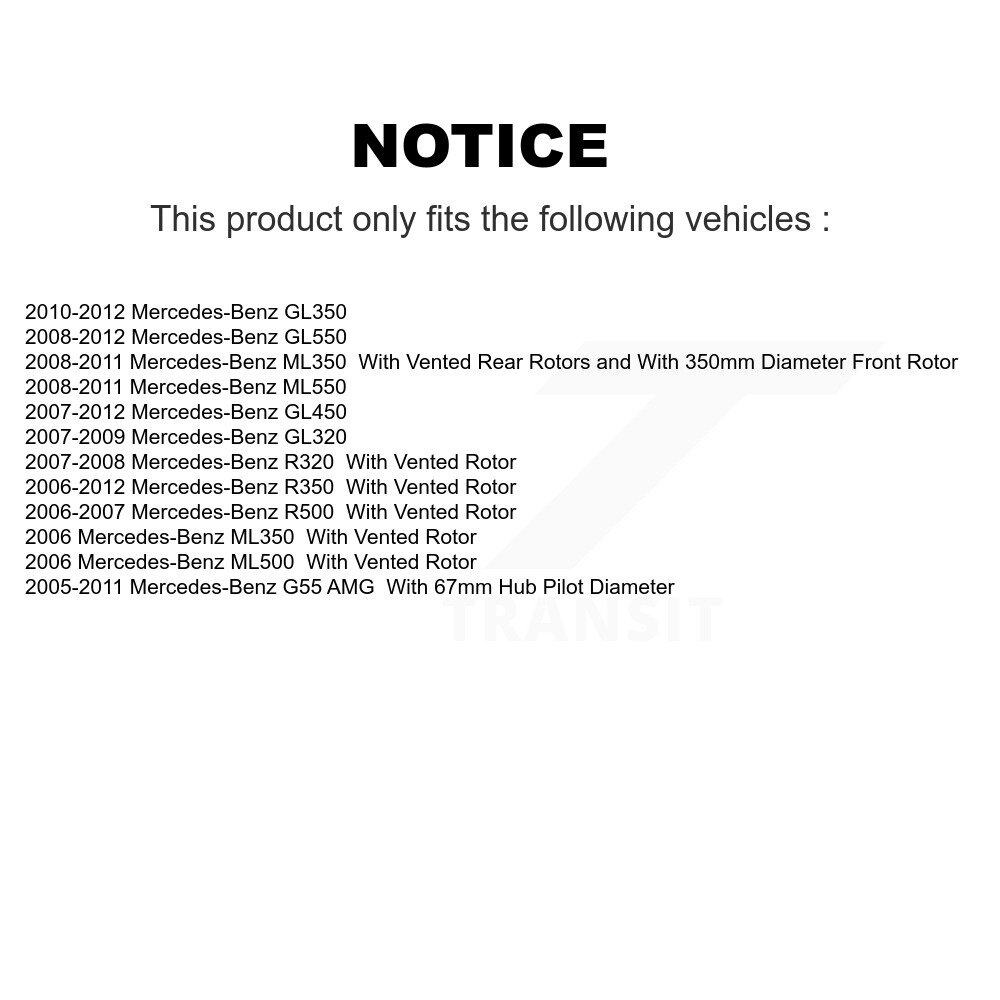 [Arrière] Rotor de frein à disque arrière pour Mercedes-Benz ML350 GL350 R350 GL320 GL450 GL550 ML550
