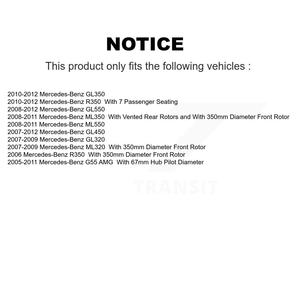 [Front] Rotor de frein à disque avant pour Mercedes-Benz ML350 ML320 GL350 R350 GL320 GL450 G55