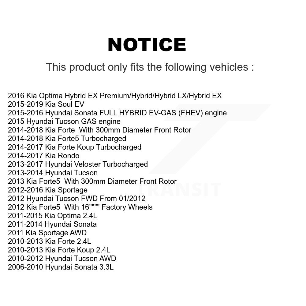 [Front] Disque avant Rotor de frein pour Kia Hyundai Sonata Forte Tucson Optima Sportage Rondo