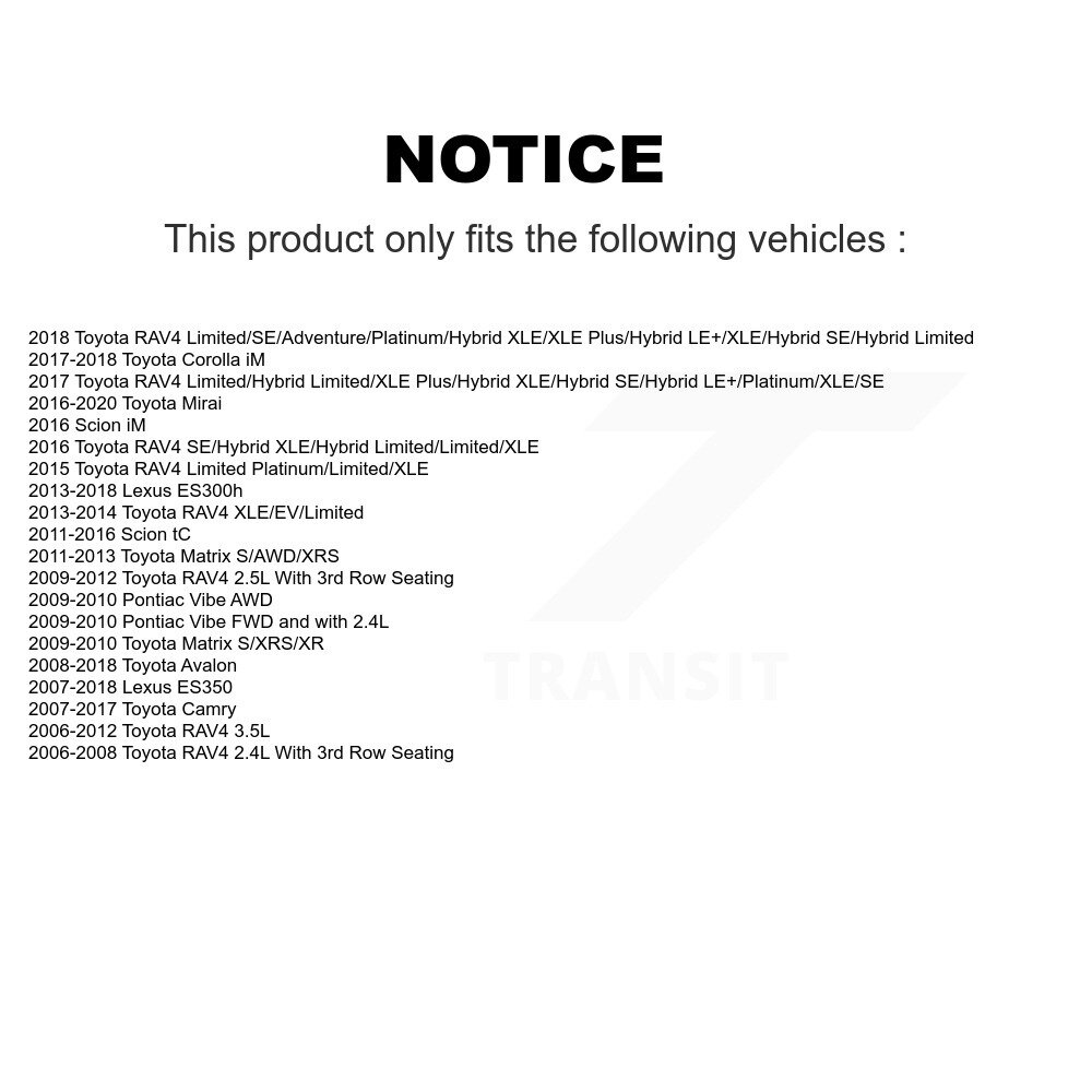 [Front] Rotor de frein à disque avant pour Toyota RAV4 Camry Matrix Lexus ES350 Vibe Pontiac iM