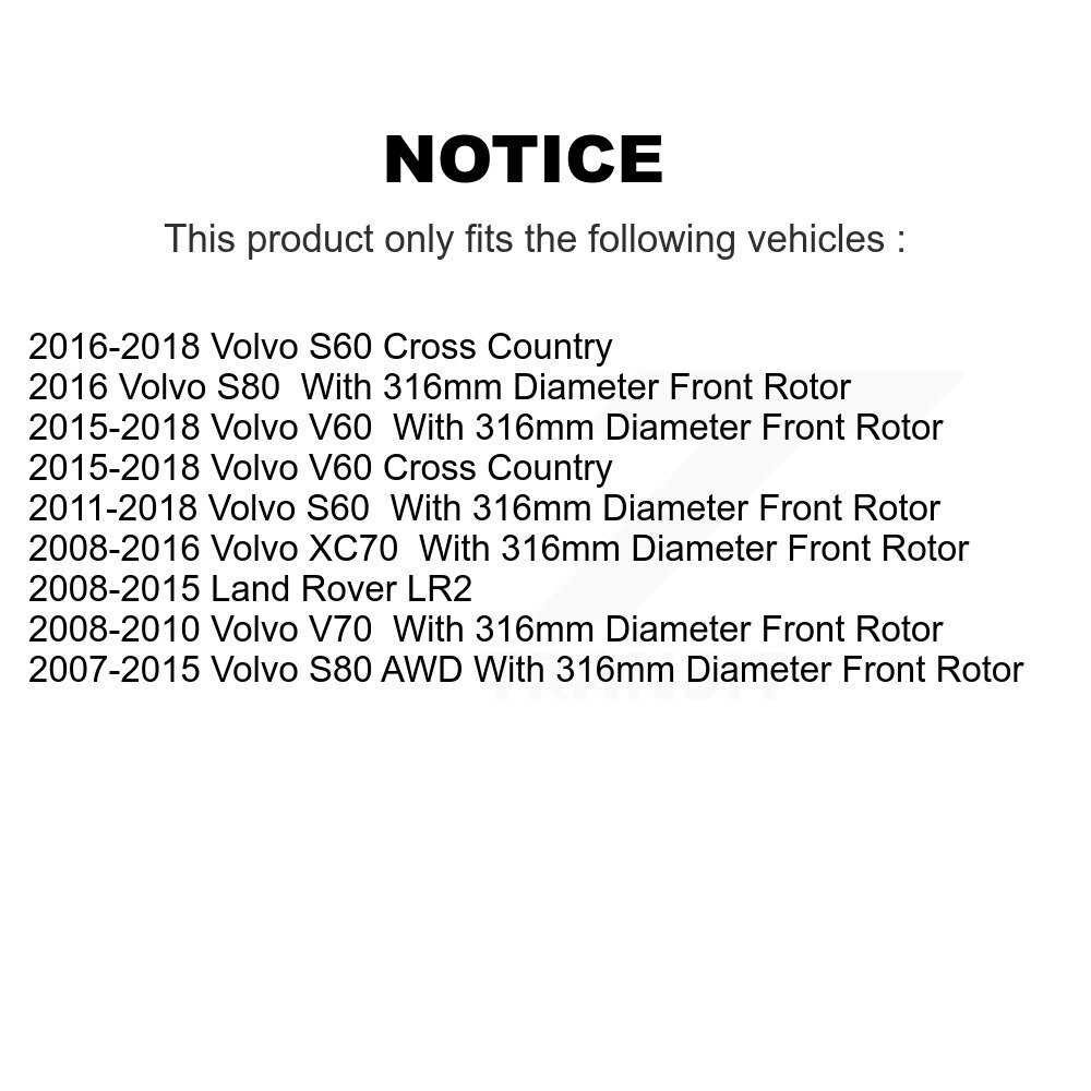 [Front] Rotor de frein à disque avant pour Volvo XC70 S60 Land Rover LR2 V60 S80 Cross Country