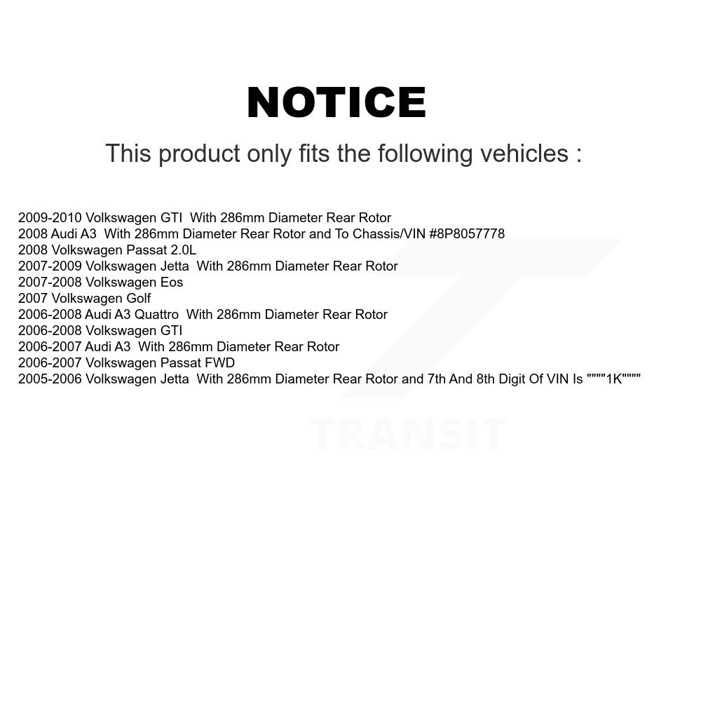 [Arrière] Rotor de frein à disque arrière pour Volkswagen Jetta GTI Passat Eos Audi A3 Quattro Golf