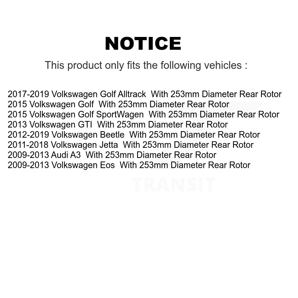 [Arrière] Rotor de frein à disque arrière pour Volkswagen Jetta Beetle Golf Alltrack Eos SportWagen