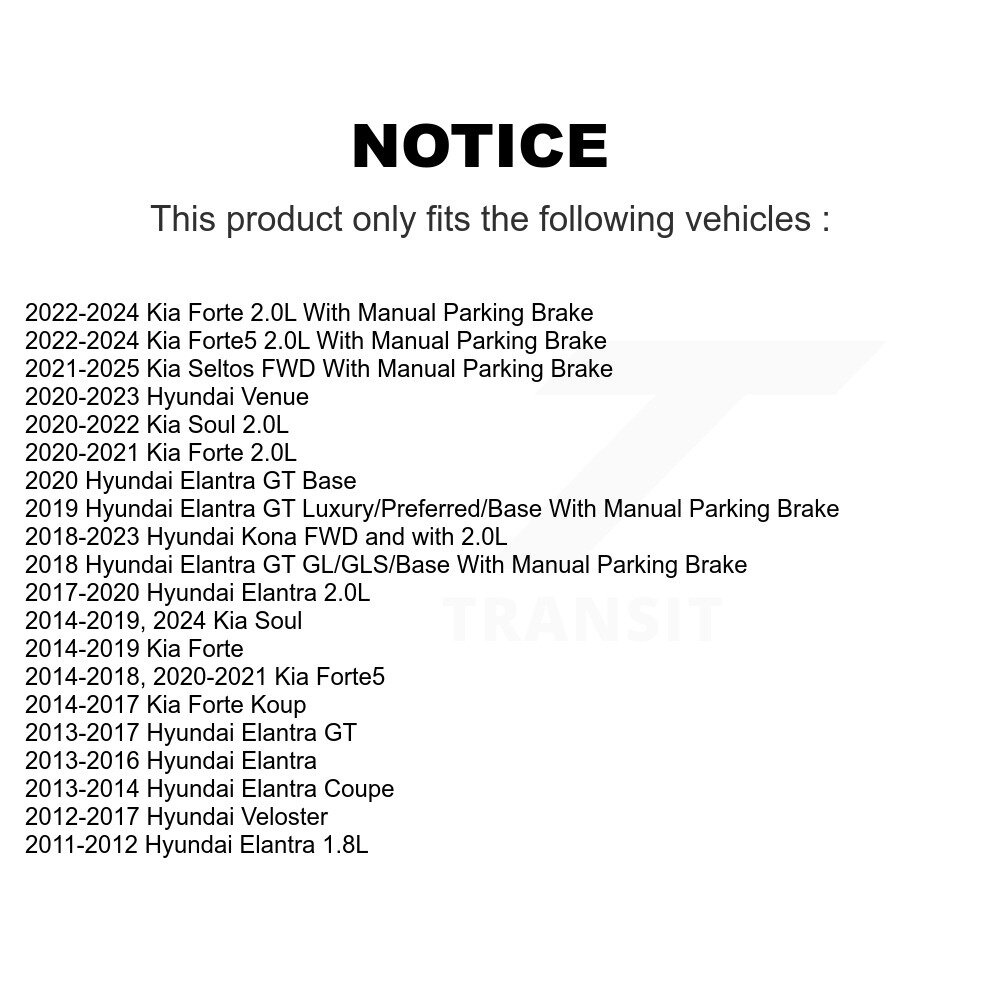 [Arrière] Rotor de frein à disque arrière pour Hyundai Elantra Kia Kona Forte Soul GT Seltos Lieu