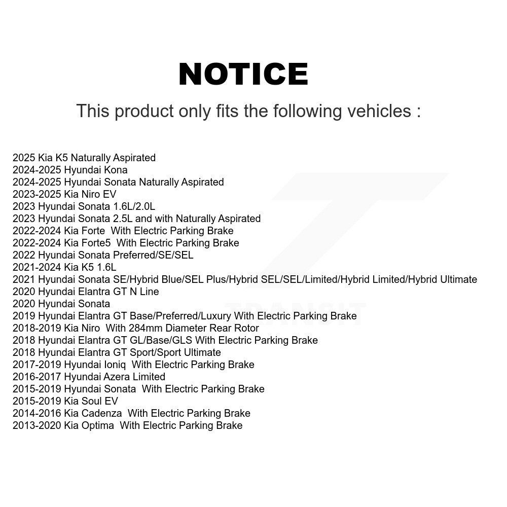 [Arrière] Rotor de frein à disque arrière pour Hyundai Kia Sonata Optima Ioniq Elantra GT Forte5 Niro