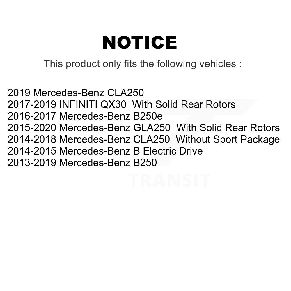 [Arrière] Rotor de frein à disque arrière pour Mercedes-Benz GLA250 CLA250 B250 INFINITI QX30 B Drive
