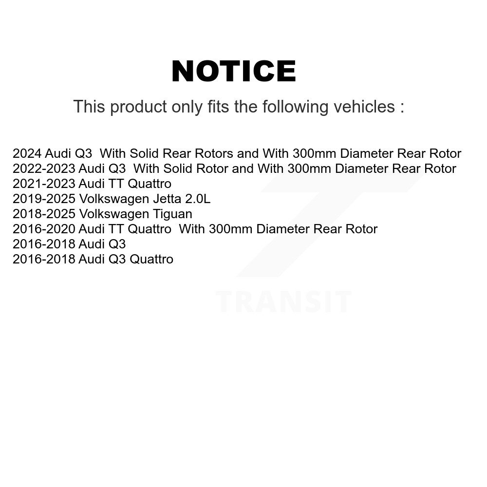 [Arrière] Rotor de frein à disque arrière pour Volkswagen Tiguan Jetta Audi Q3 Quattro TT 8-981786