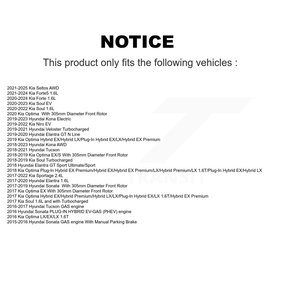 [Front] Rotor de frein à disque avant pour Hyundai Kia Elantra Tucson Kona Sportage Soul Sonata