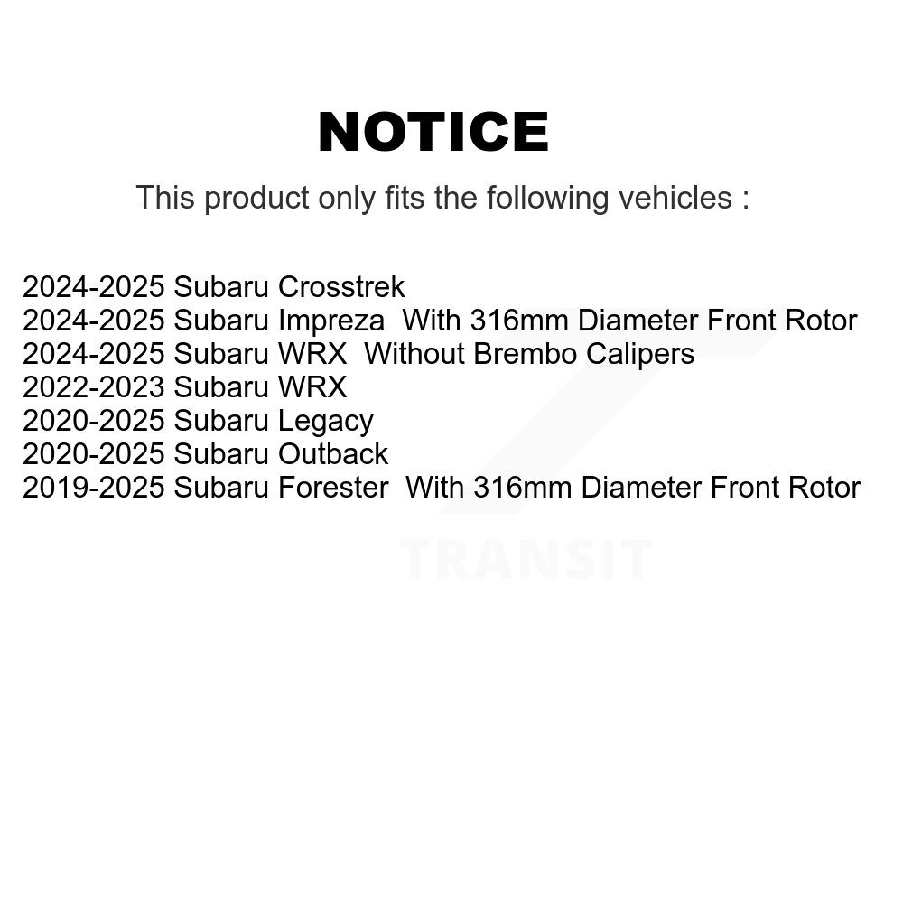 [Front] Rotor de frein à disque avant pour Subaru Forester Outback Crosstrek WRX Legacy 8-982567