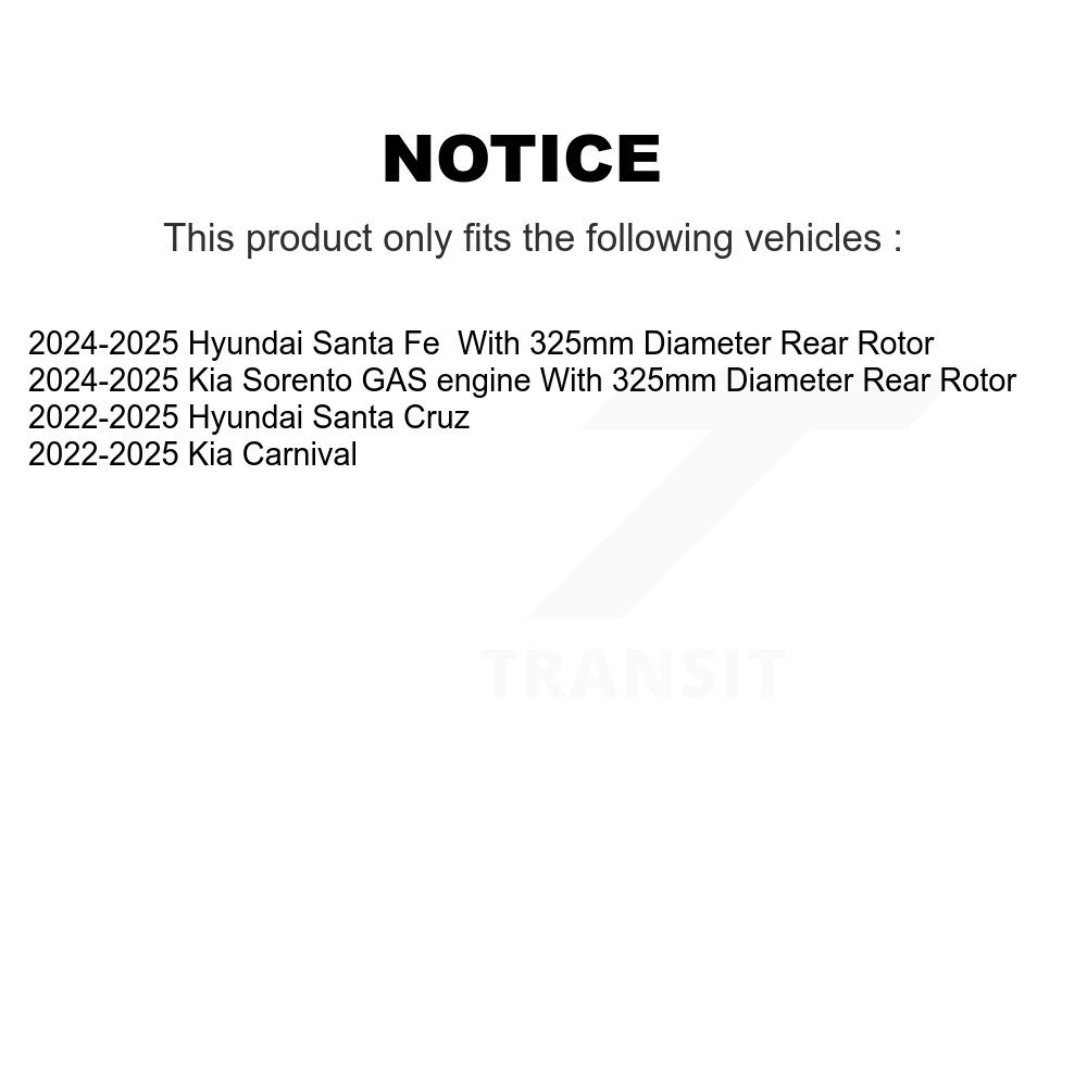[Arrière] Rotor de frein à disque arrière pour 2022-2023 Kia Carnival Hyundai Santa Cruz 8-982820