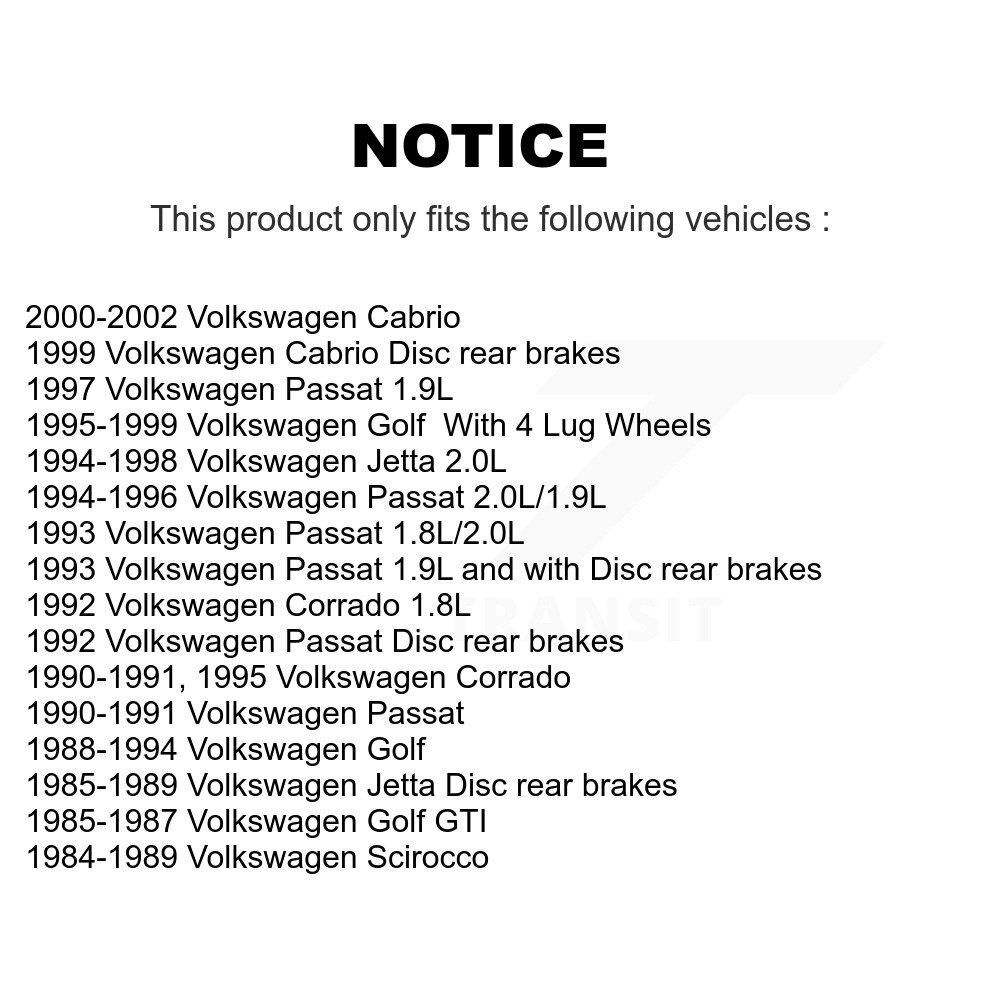 [Arrière] Rouleaux de frein à disque arrière pour Volkswagen Golf Cabrio Jetta Passat