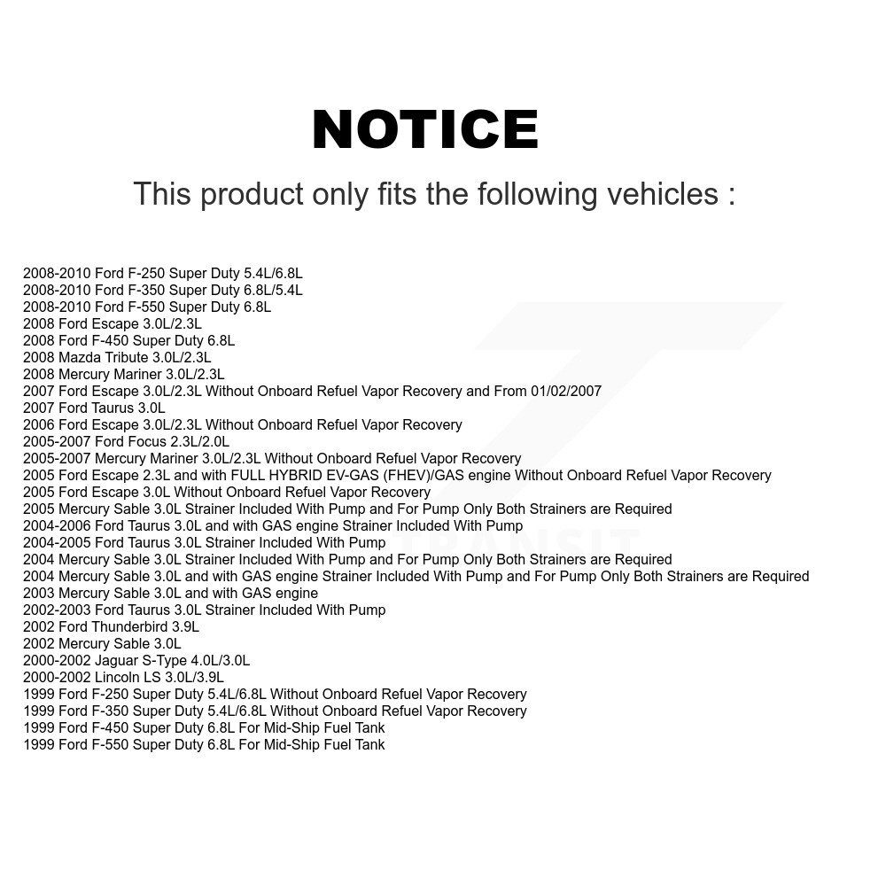 [N/A] Pompe à carburant électrique pour Ford Escape F-350 Super Duty Focus F-250 Taurus Mazda LS
