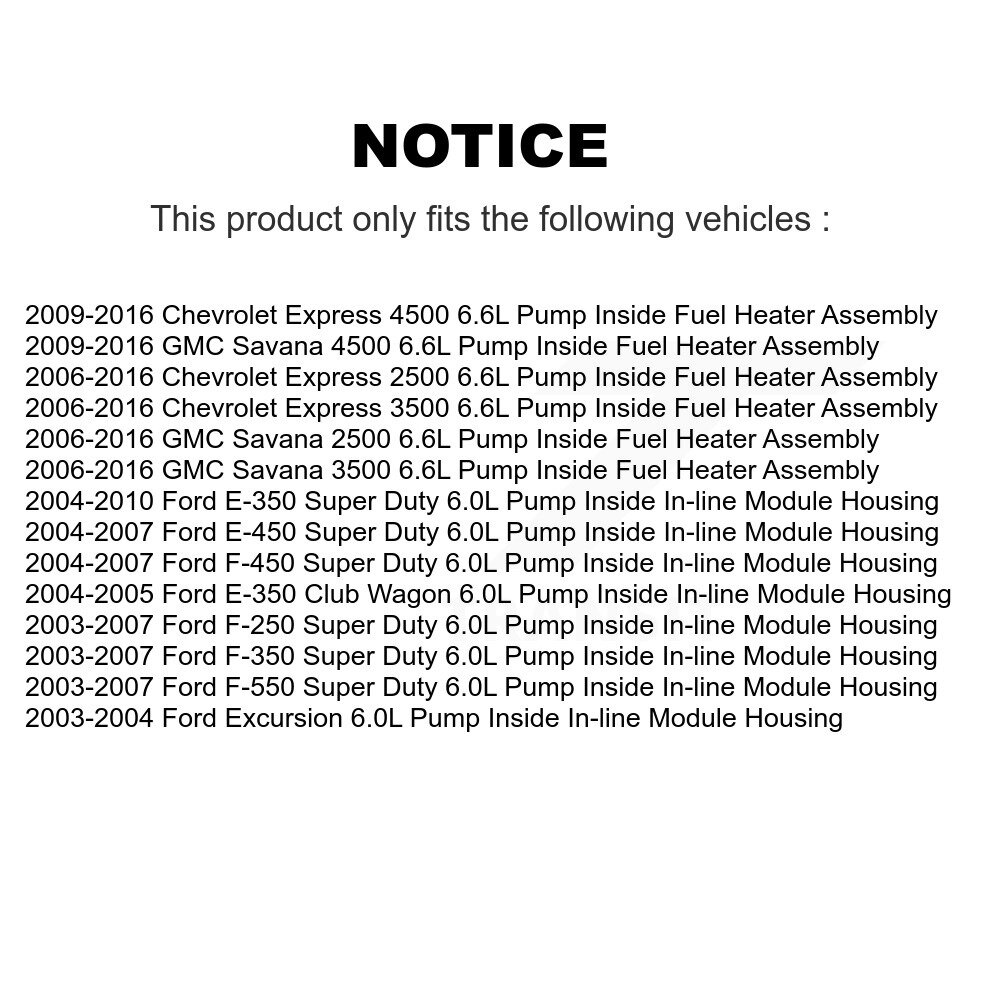[N/A] Pompe à carburant électrique pour Ford Chevrolet GMC F-350 Super Duty Express 2500 Savana
