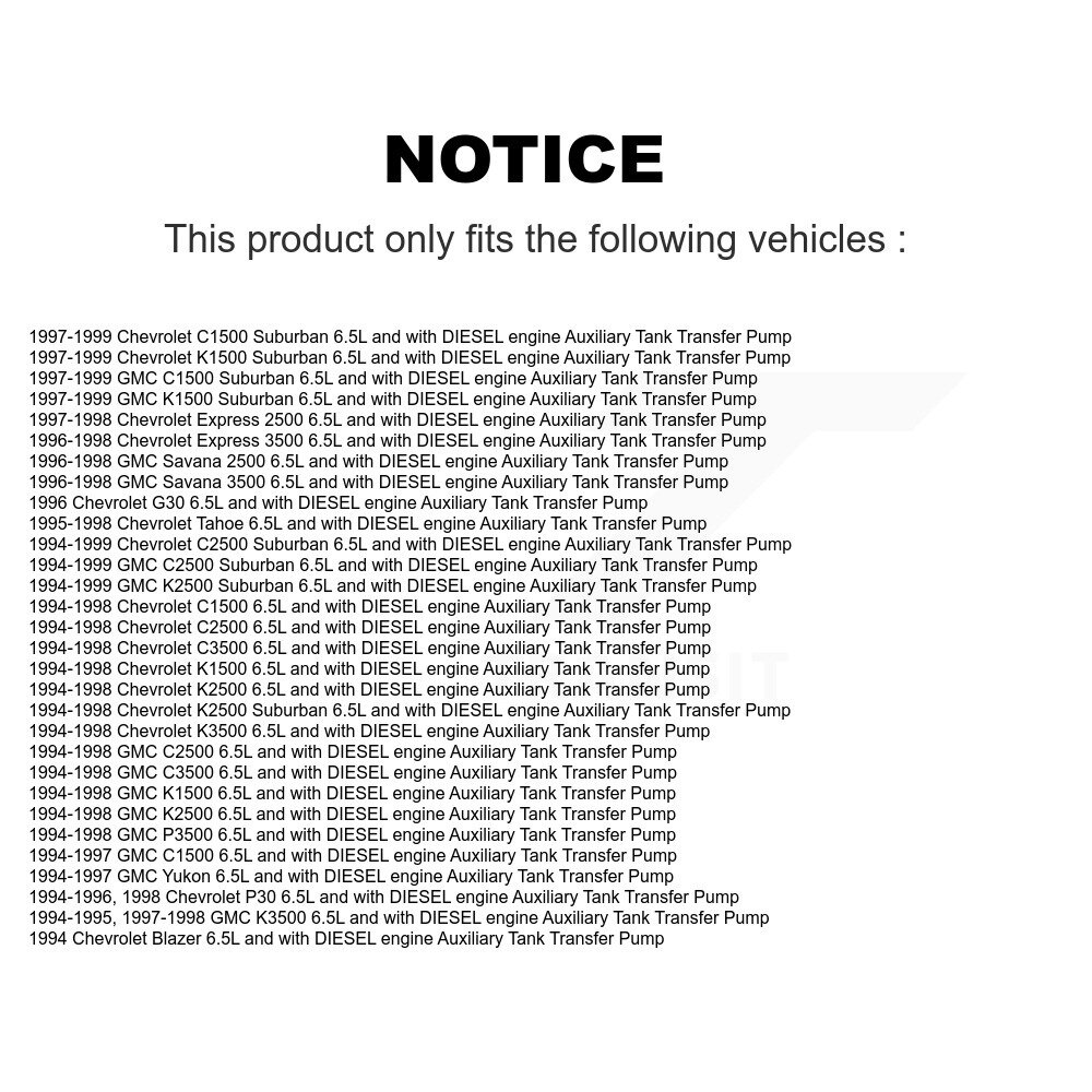 [N/A] Pompe à combustible électrique pour Chevrolet GMC K1500 C1500 K2500 C2500 K3500 Suburban 3500