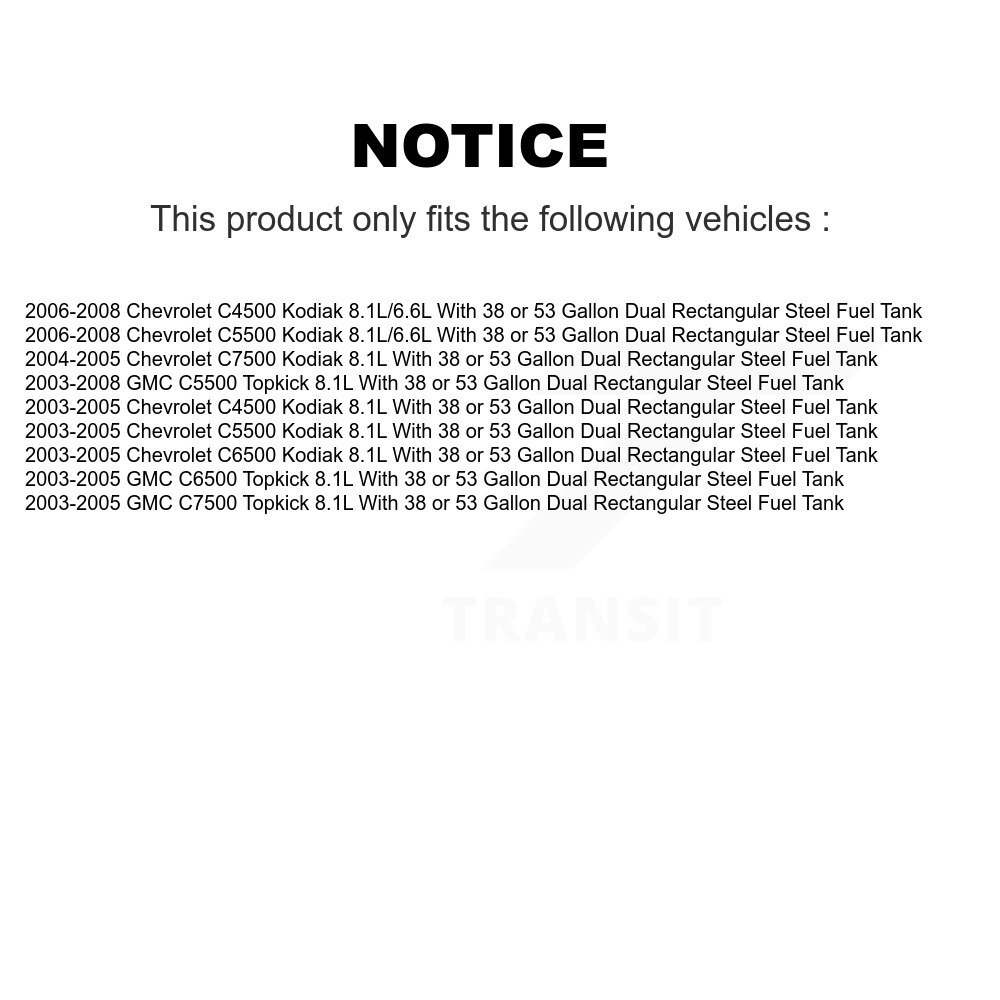 [N/A] Pompe à combustible électrique pour GMC Chevrolet C4500 Kodiak C5500 C7500 C6500 Casse-tête