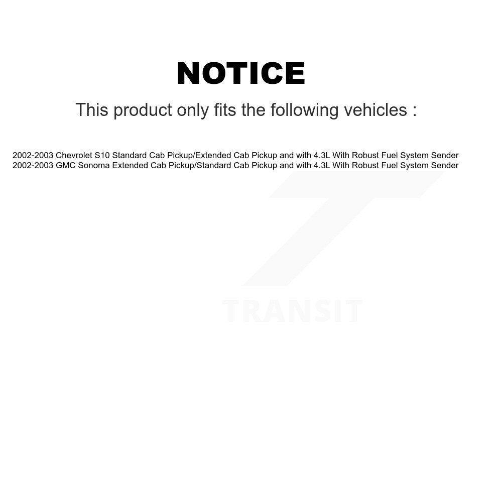 [N/A] Module de pompe à combustible Assemblage pour Chevrolet S10 GMC Sonoma AGY-00310233 2002-2003