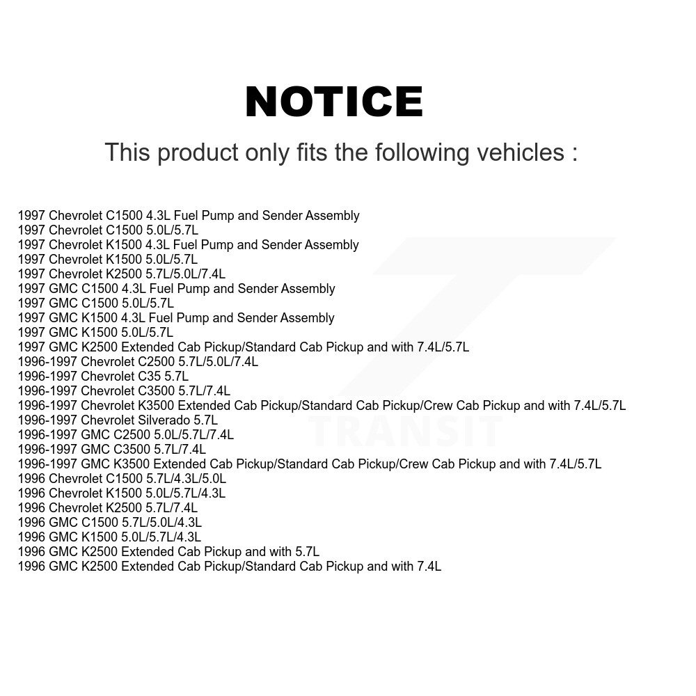 [N/A] Assemblage d'expéditeur de pompe à combustible pour Chevrolet GMC K1500 C1500 K2500 C2500 K3500 C3500