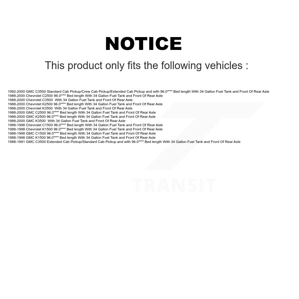 [N/A] Bracelet de réservoir de carburant pour Chevrolet GMC K1500 C1500 K2500 C2500 K3500 C3500