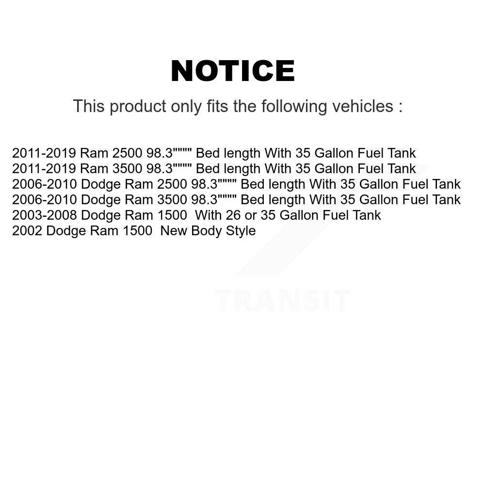 [N/A] Bracelet de réservoir de carburant pour Dodge Ram 1500 2500 3500 AGY-01110296