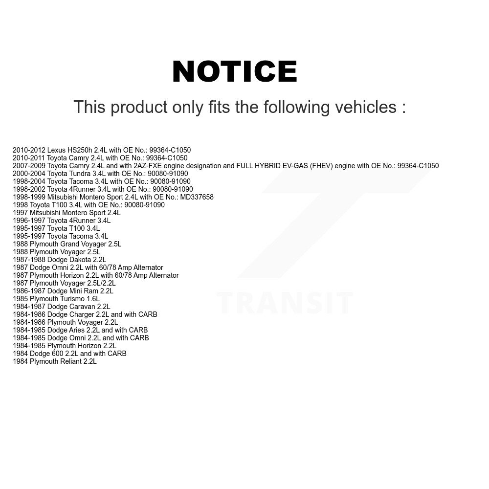 [Pompe à eau] Ceinture d'entraînement accessoire pour Toyota Camry 4Runner Tacoma Tundra Lexus HS250h Dodge