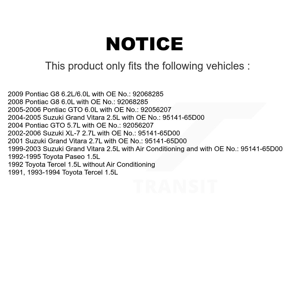 [Direction assistée et climatisation] Ceinture d'entraînement accessoire pour Suzuki Grand Vitara XL-7 Pontiac G8 Toyota Tercel GTO