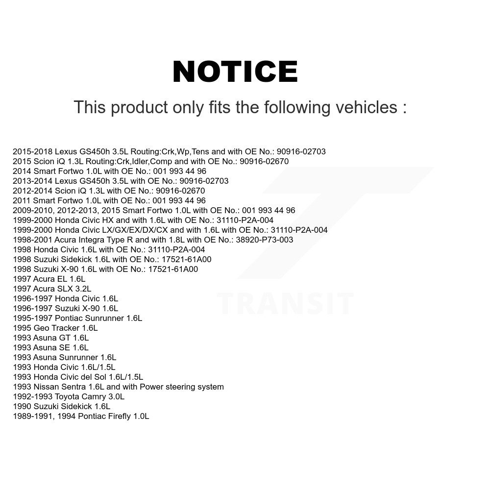 [Direction assistée] Ceinture d'entraînement accessoire pour Honda Civic Smart Fortwo Acura Scion iQ Integra Toyota