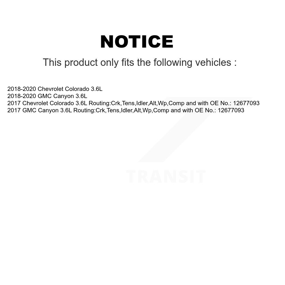 [Pompe à eau, alternateur et climatisation] Ceinture d'entraînement accessoire pour Chevrolet Colorado GMC Canyon 3.6L BAN-5PK1890
