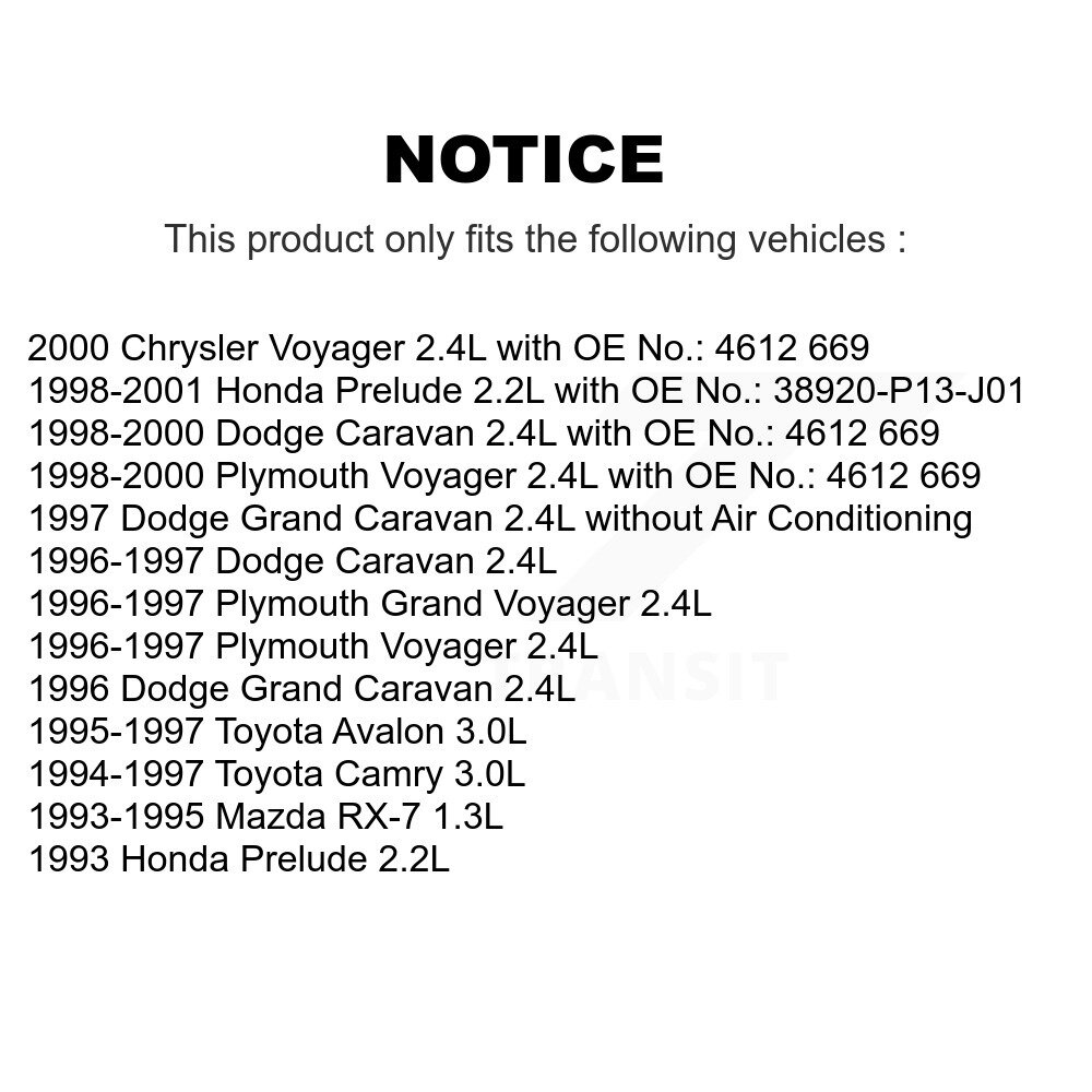 [Alternateur et climatisation] Ceinture d'entraînement accessoire pour Toyota Camry Dodge Honda Prélude Caravan Plymouth Grand