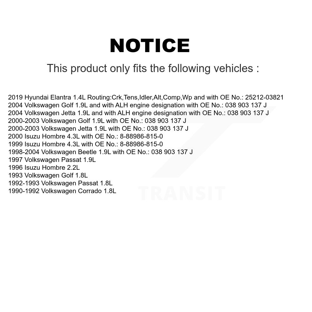 [Alternateur et direction assistée] Ceinture d'entraînement accessoire pour Volkswagen Jetta Hyundai Elantra Golf Beetle Corrado