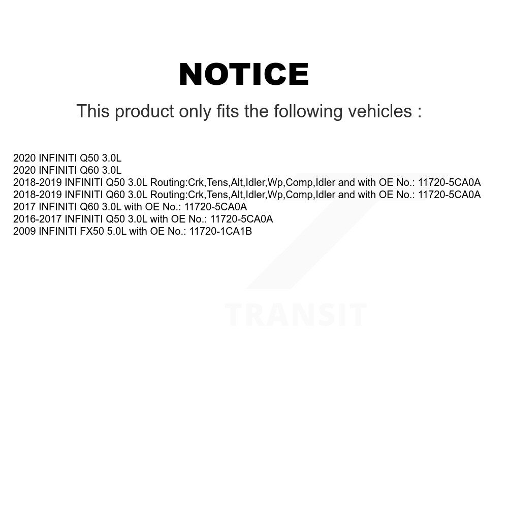[Pompe à eau, alternateur et climatisation] Courroie d'entraînement des accessoires pour INFINITI Q50 Q60 FX50 BAN-6PK1951A