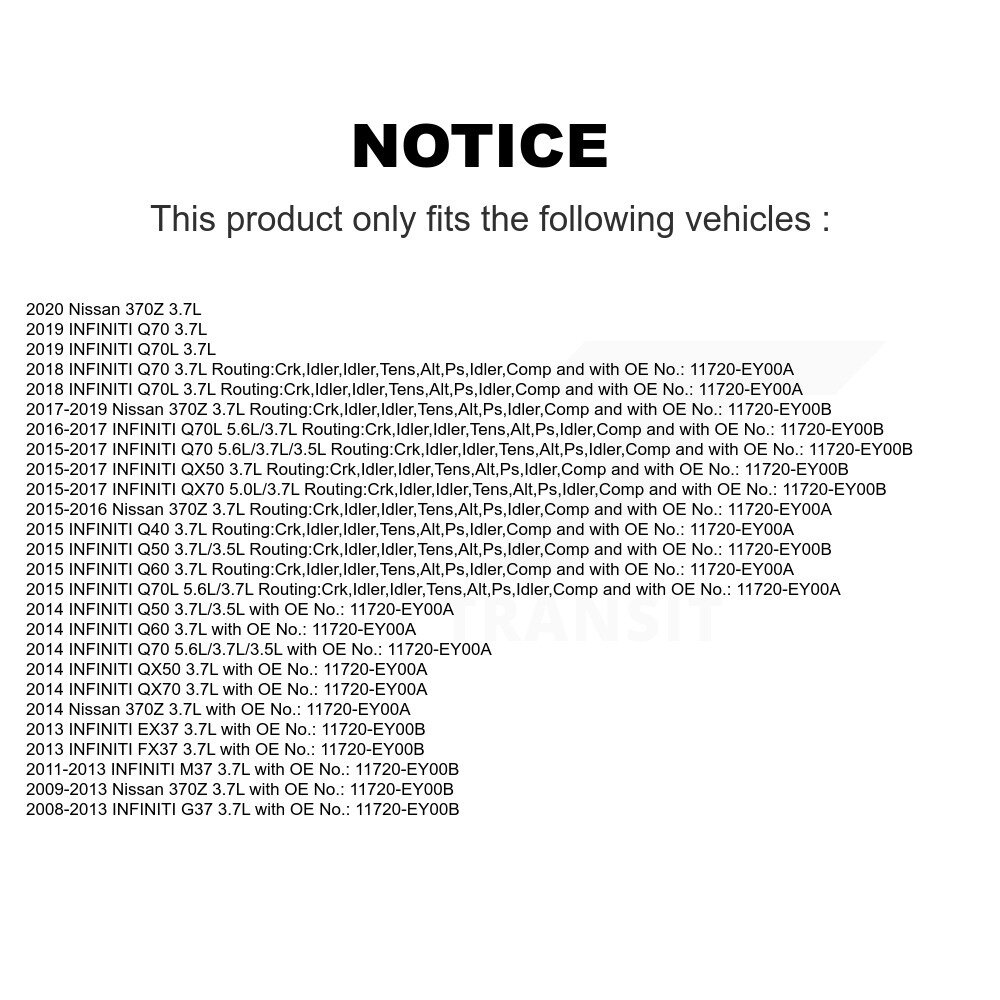 [Climatisation, alternateur et direction assistée] Ceinture d'entraînement accessoire pour INFINITI G37 QX50 Q50 Nissan 370Z QX70 EX37 M37 Q60 Q70