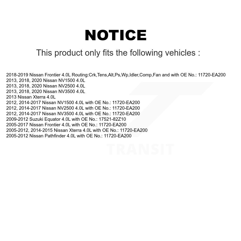 [Entraînement des accessoires] Ceinture d'entraînement accessoire pour Nissan Frontier Pathfinder Xterra NV2500 NV3500 NV1500