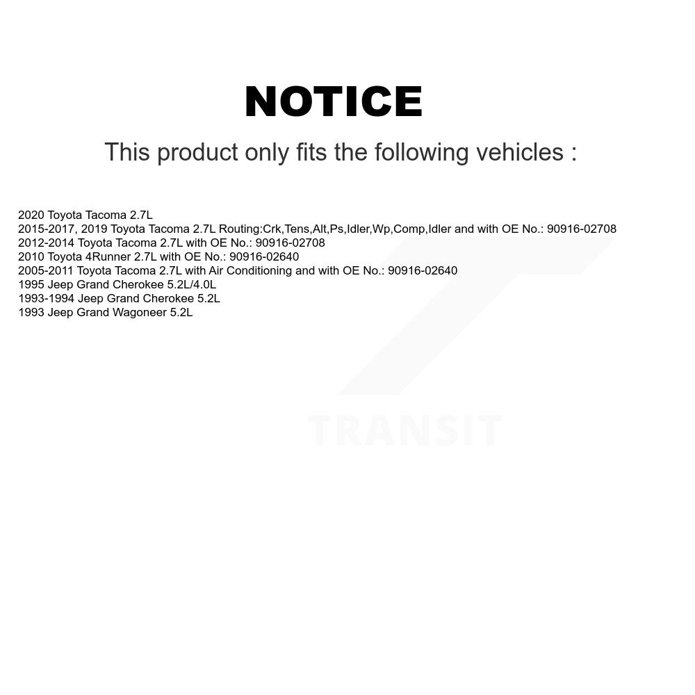 [Entraînement des accessoires] Ceinture d'entraînement accessoire pour Toyota Tacoma 4Runner Jeep Grand Cherokee Wagoneer