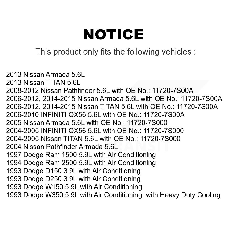 [Entraînement des accessoires] Ceinture d'entraînement accessoire pour Nissan TITAN Pathfinder Dodge Armada Ram 1500 2500 QX56