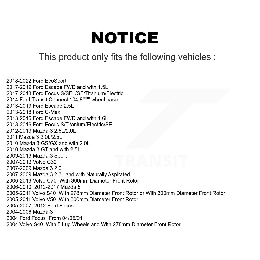 [Front] Plaquettes de frein en céramique avant pour Ford Escape Mazda 3 Focus 5 EcoSport Volvo S40