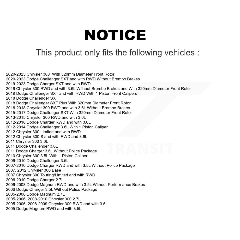 [Front] Plaquettes de frein à disque en céramique avant pour Dodge Chrysler 300 Chargeur Challenger Magnum