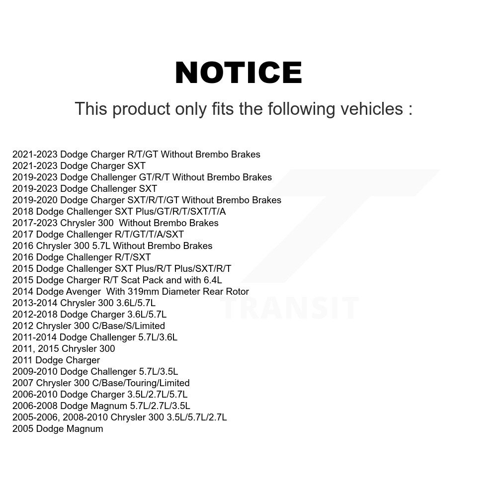 [Arrière] Plaquettes de frein en céramique arrière pour Dodge Chrysler 300 Chargeur Challenger Magnum