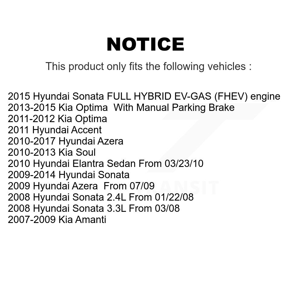 [Arrière] Plaquettes de frein en céramique arrière pour Hyundai Sonata Kia Soul Optima Elantra Accent