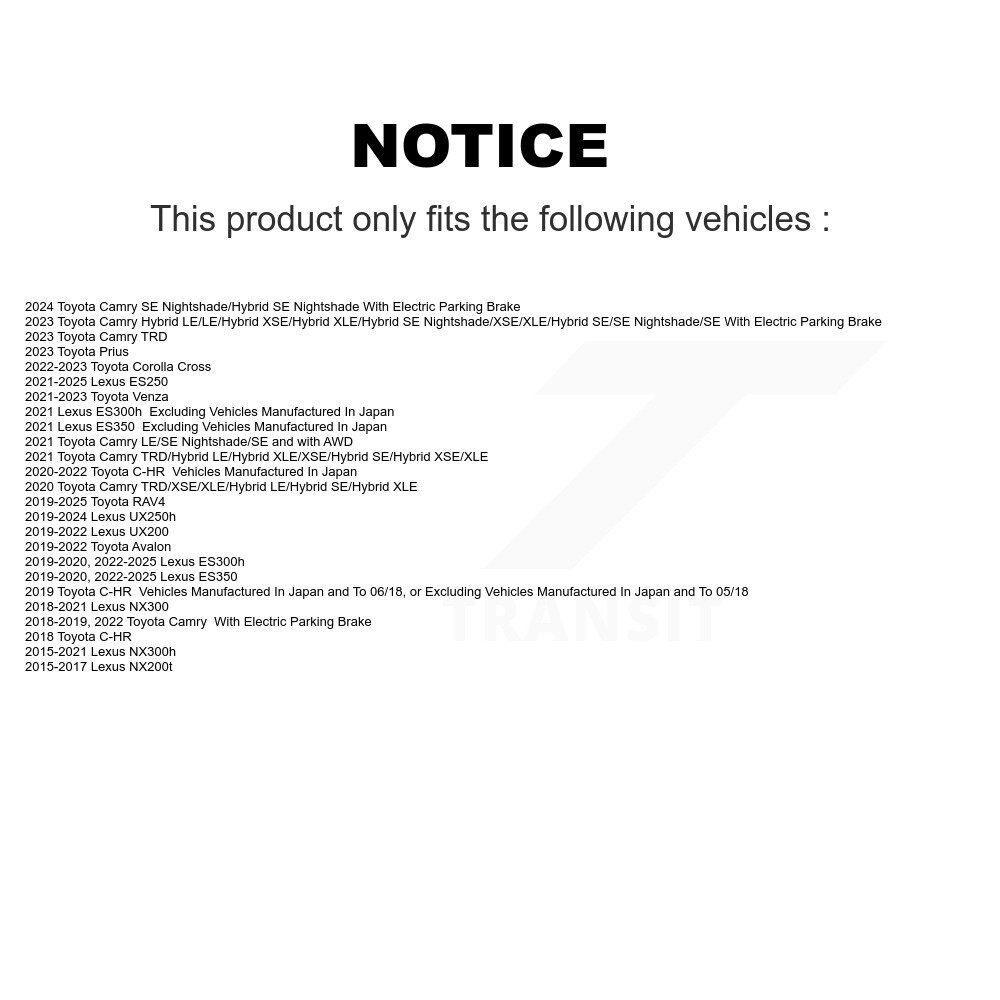 [Arrière] Plaquettes de frein en céramique arrière pour Toyota RAV4 Camry Lexus C-HR NX300 Corolla